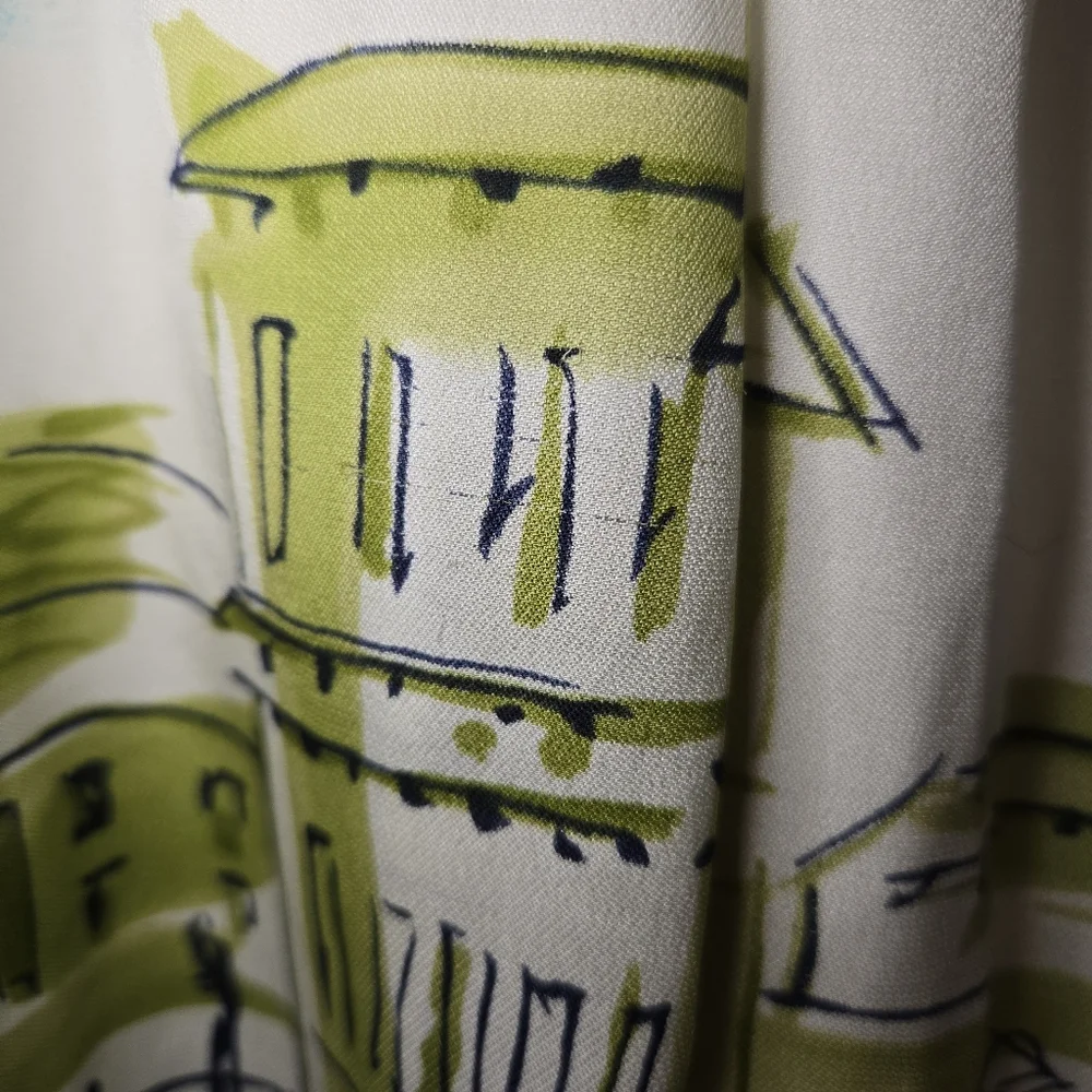 Valerie Stevens Women's Pleated Print Skirt 100% Silk Multicolor SIZE 16 Lined - Picture 13 of 16